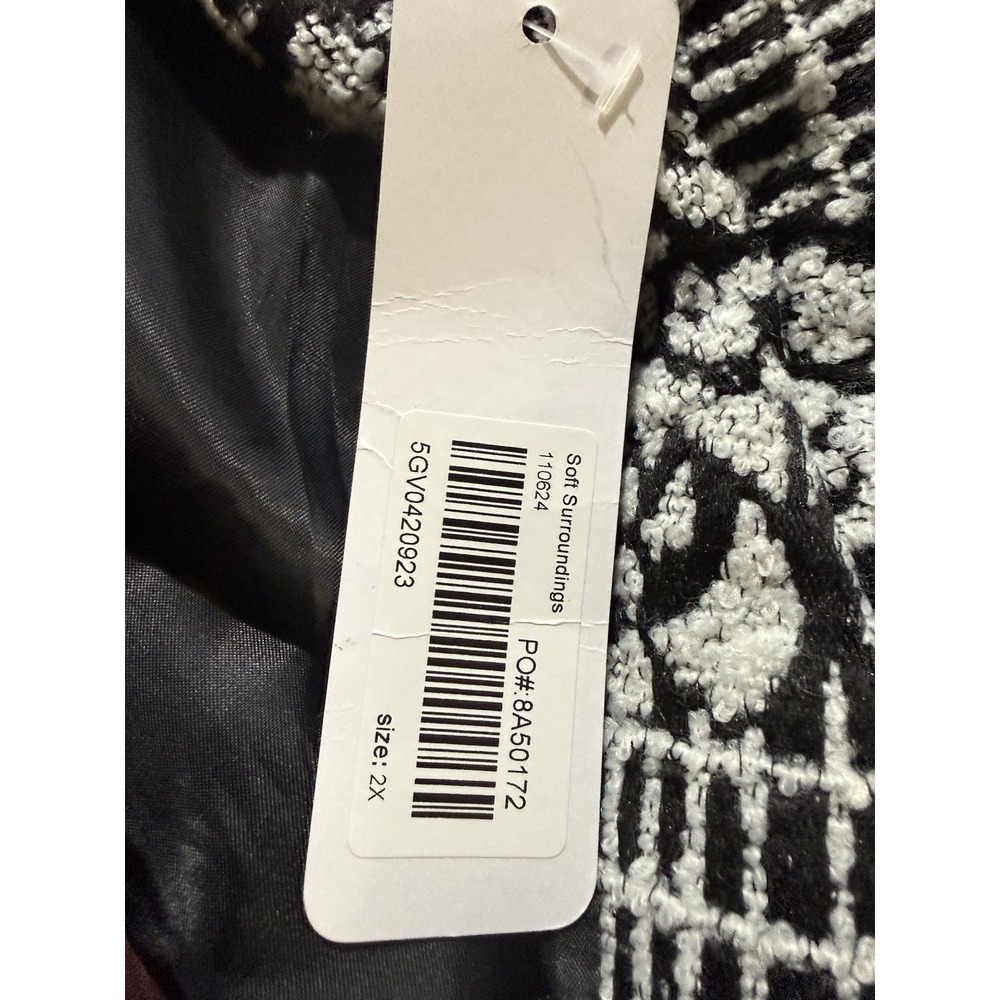 Soft Surroundings 2X NWT Black White Floral Jacquard Belted Long Coat - Picture 9 of 12